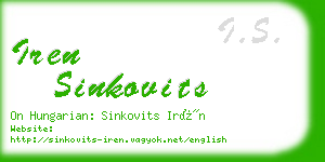 iren sinkovits business card